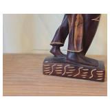 Haitian Handcarved Wooden Folk Art Depicting a Man in Hat Playing a Drum