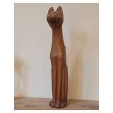 Vintage Mid-Century Siamese Cat Statue - Handcarved Teak Wood - Signed J. Pinal (Mexico) 24 1/2"