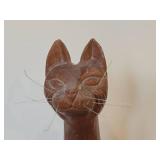 Vintage Mid-Century Siamese Cat Statue - Handcarved Teak Wood - Signed J. Pinal (Mexico) 24 1/2"