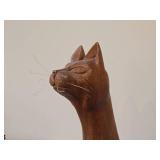 Vintage Mid-Century Siamese Cat Statue - Handcarved Teak Wood - Signed J. Pinal (Mexico) 24 1/2"