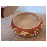 Handpainted Rosemaling Round Trinket Box with Lid and Small Trinket Box with Hinged Lid