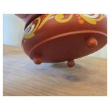 Handpainted Rosemaling Round Trinket Box with Lid and Small Trinket Box with Hinged Lid