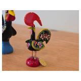 Lot of (2) Handpainted Rooster Figurines (Portugal) - One Wood, One Ceramic