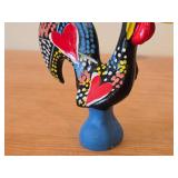 Lot of (2) Handpainted Rooster Figurines (Portugal) - One Wood, One Ceramic