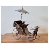 Vintage Metal Rickshaw Music Box - Handcrafted Copper tone