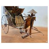 Vintage Metal Rickshaw Music Box - Handcrafted Copper tone