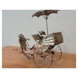 Vintage Metal Rickshaw Music Box - Handcrafted Copper tone