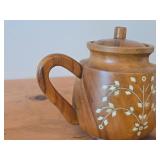 Genuine Monkeypod Wooden Teapot with Lid by The Woodcarver of Miami Beach (Philippines)
