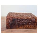 Lot of (2) Handcarved Wood Trinket Boxes