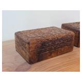 Lot of (2) Handcarved Wood Trinket Boxes