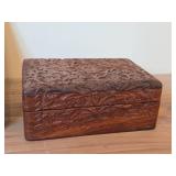 Lot of (2) Handcarved Wood Trinket Boxes