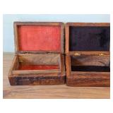 Lot of (2) Handcarved Wood Trinket Boxes
