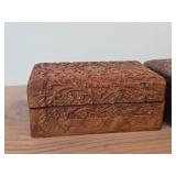Lot of (2) Handcarved Wood Trinket Boxes