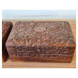 Lot of (2) Handcarved Wood Trinket Boxes