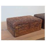 Lot of (2) Handcarved Wood Trinket Boxes