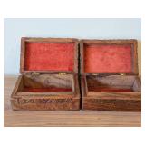 Lot of (2) Handcarved Wood Trinket Boxes
