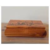 Cedar Wood Trinket Box with Pyrography Bear design