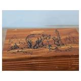 Cedar Wood Trinket Box with Pyrography Bear design