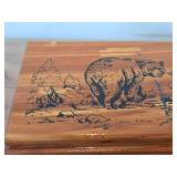 Cedar Wood Trinket Box with Pyrography Bear design