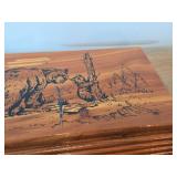 Cedar Wood Trinket Box with Pyrography Bear design