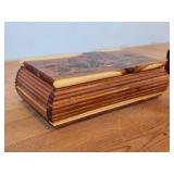 Cedar Wood Trinket Box with Pyrography Bear design
