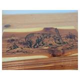Cedar Wood Trinket Box with Pyrography Bear design
