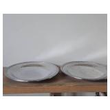 Lot of (3) Wilton Armetale Flutes & Pearls Serving Trays 13 1/2"
