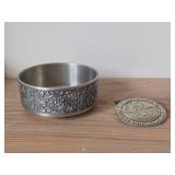 Lot of (2) Norwegian Pewter Norsk Tin - Belt Buckle and Bowl
