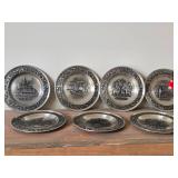 Lot of (7) Norwegian Pewter Collectble Plates - 1973 through 1979
