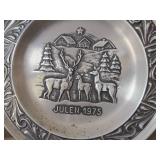 Lot of (7) Norwegian Pewter Collectble Plates - 1973 through 1979