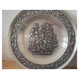 Lot of (5) Norwegian Pewter Collectble Plates - 1980, 1981, 1985, 1986, 1987