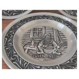Lot of (5) Norwegian Pewter Collectble Plates - 1980, 1981, 1985, 1986, 1987