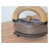 Vintage Dubuque Cast Iron Iron with Cast Iron Trivet