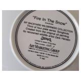 Lot of (3) Collectible Plates - Fire in the Snow by Derek Hansen, Out on a Limb by Nancy Mathews, Piano Moods by Robert A. Olson