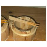 Lot of (2) Wood Honey Pot with Lid and Dipper