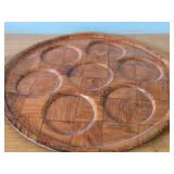 Wood Serving Tray 13"D, (3) Small Bowls and (1) Plate 7"D