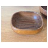 Wood Serving Tray 13"D, (3) Small Bowls and (1) Plate 7"D