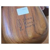 Wood Serving Tray 13"D, (3) Small Bowls and (1) Plate 7"D