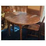 Wood Dining Table on Wheels and (2) Chairs