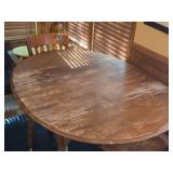 Wood Dining Table on Wheels and (2) Chairs