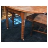 Wood Dining Table on Wheels and (2) Chairs
