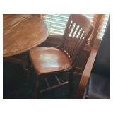Wood Dining Table on Wheels and (2) Chairs