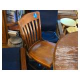 Wood Dining Table on Wheels and (2) Chairs