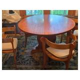 48" Round Dining Table and (4) Arm Chairs with Seat Cushion