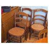 Lot of (3) Wicker Seat / Wood Dining Chairs