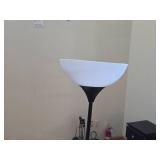 Torchiere Floor Lamp with Reading Lamp and White Glass Shade 70"