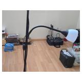 Torchiere Floor Lamp with Reading Lamp and White Glass Shade 70"