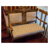 Victorian Eastlake Tiger Oak Wood Sette / Love Seat