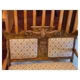 Victorian Eastlake Tiger Oak Wood Sette / Love Seat