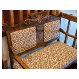 Victorian Eastlake Tiger Oak Wood Sette / Love Seat